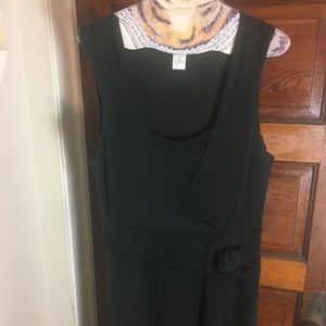 Anthropologie Black Dress with Flower Broach